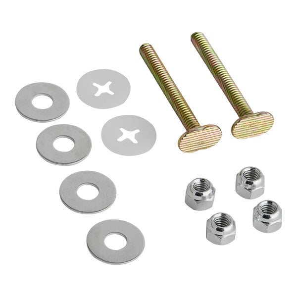 A group of Eastman brass closet bolts, nuts, and washers.