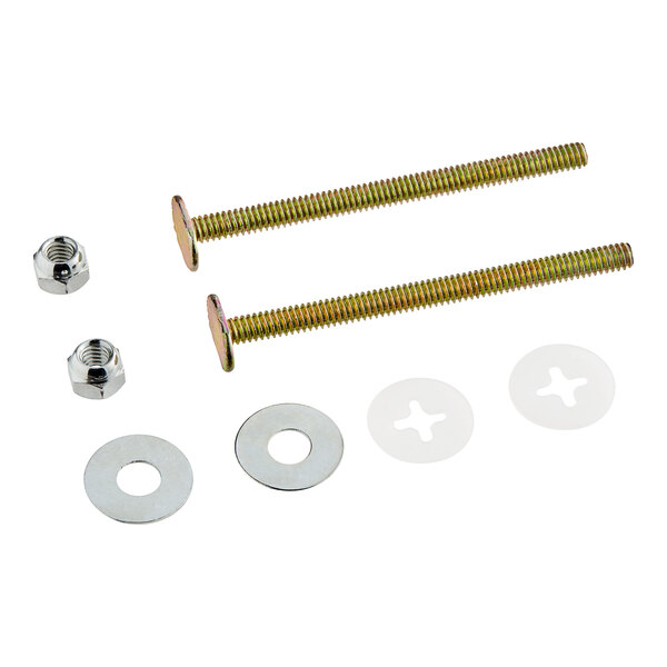 A package of Eastman brass toilet bolts with nuts and washers.