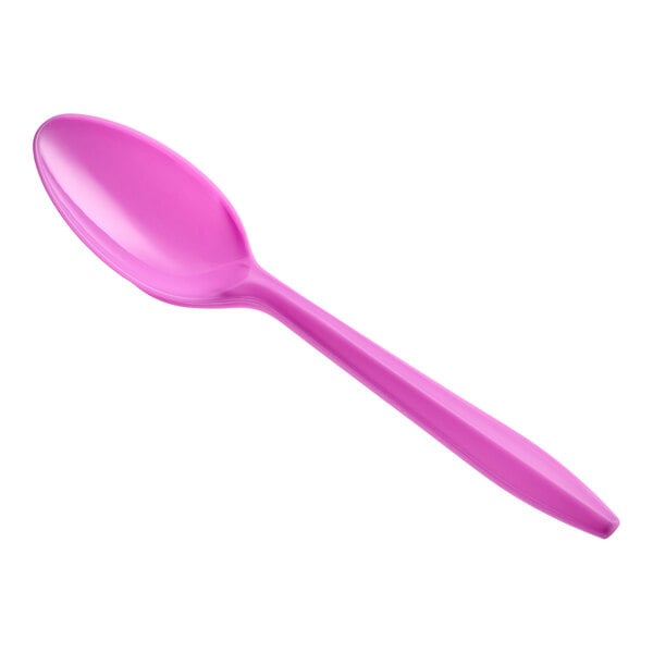 A purple plastic Choice medium weight teaspoon.