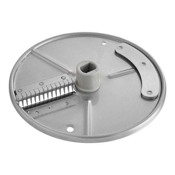 AvaMix 5/32" Julienne Plate, a circular metal object with a blade.
