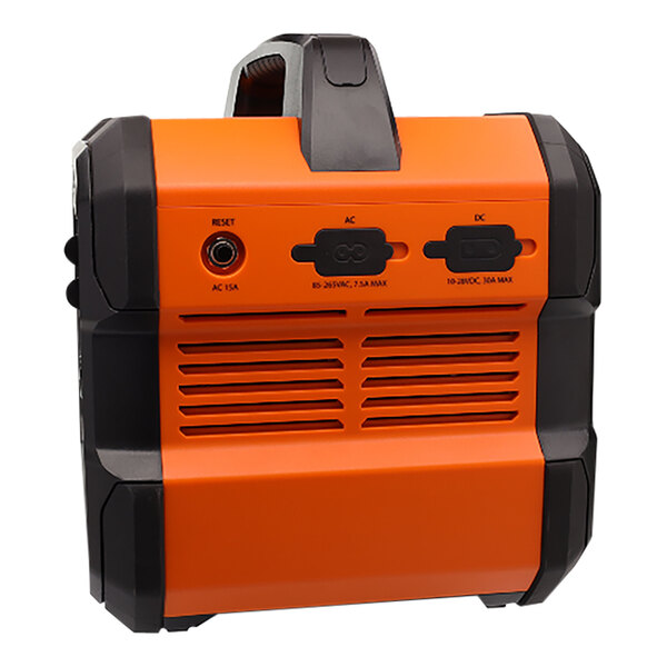 A black and orange Generac portable generator.