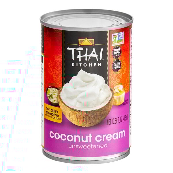 A case of six cans of Thai Kitchen unsweetened coconut cream.