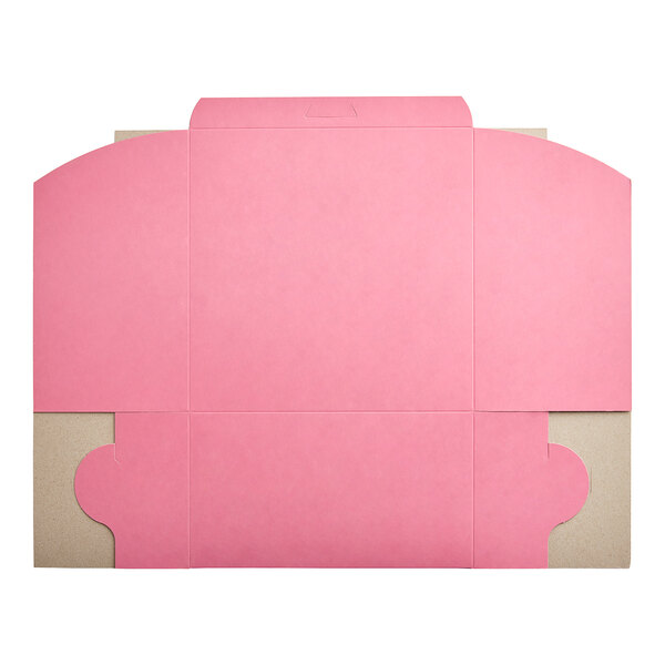 A pink rectangular paper box with a flap on top.