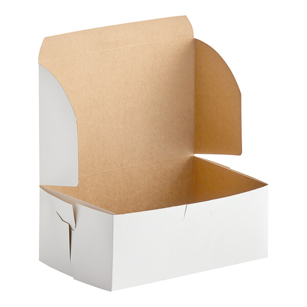 A white Southern Champion cake box with a lid open.