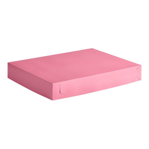 A pink rectangular box with a lid.