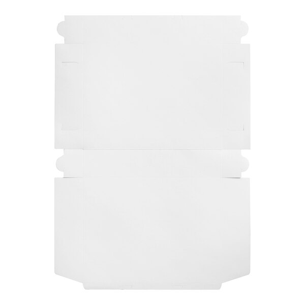 A white rectangular bakery box with two open sides and a black border.