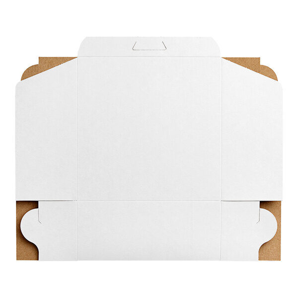 A white cardboard Southern Champion bakery box with a cut out corner.