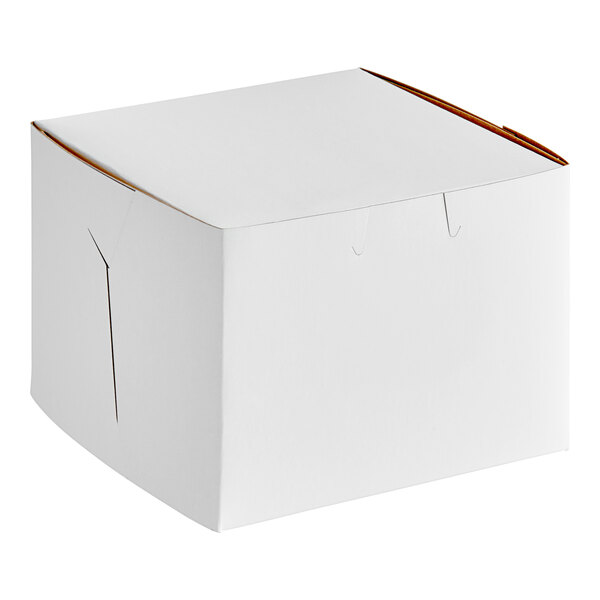 A white Southern Champion cake box with brown trim.