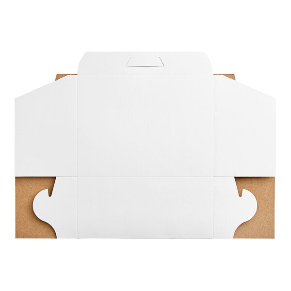 A white cardboard Southern Champion cake box with a cut out lid.