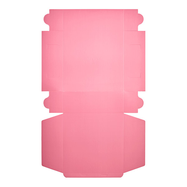 A pink rectangular cardboard box with a white border.