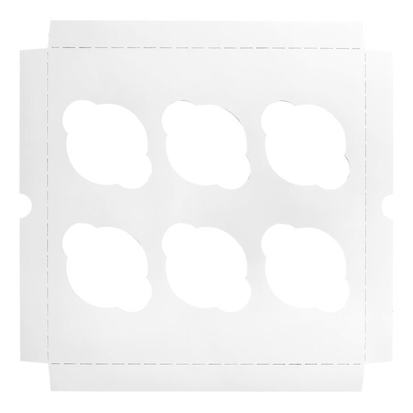 A white box with six white circles.