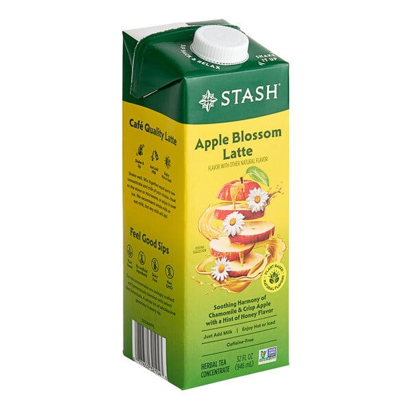 A carton of Stash Apple Blossom Latte Herbal Tea Concentrate on a white background.