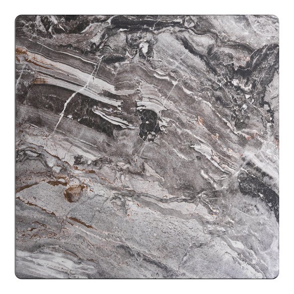 A square table top with a smooth Paladina finish featuring a gray and brown marble-like pattern.