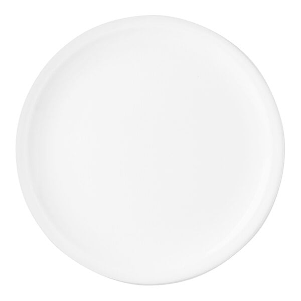 A white Steelite Performance Simplicity pizza plate with a round rim.