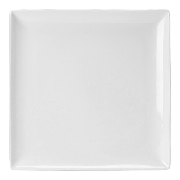 A white square Steelite Performance Taste plate with a square edge.