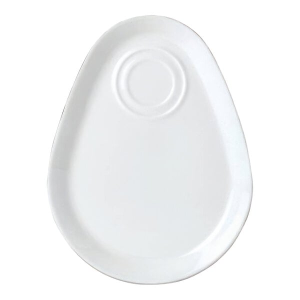 A white Steelite Performance Simplicity china tray with a circle on it.