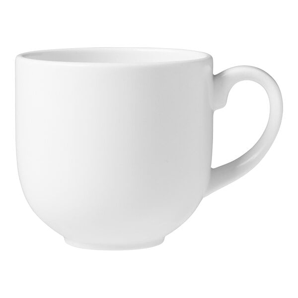 A Steelite Performance Taste white mug with a handle.