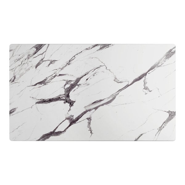 A rectangular table top with a smooth Versilla marble-like finish.