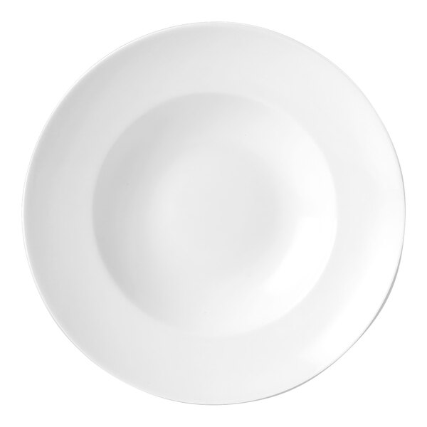 A Steelite Performance Simplicity Nouveau bowl with a white rim on a white background.