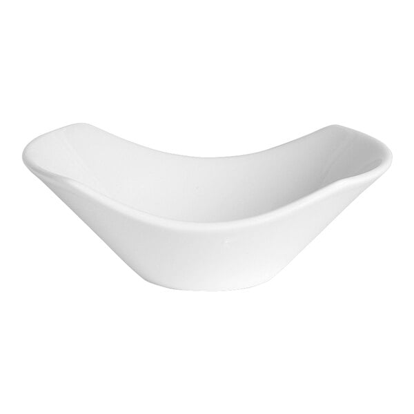 A Steelite Performance Taste white bowl with a curved edge.