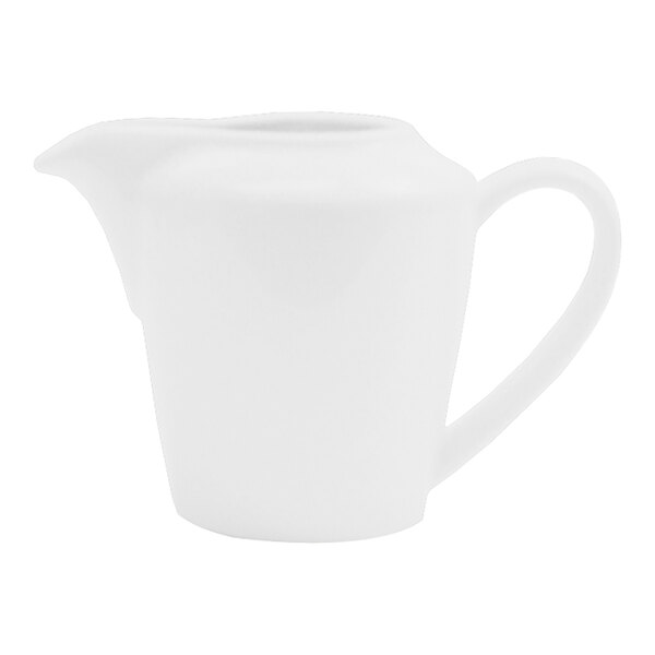 A Steelite Performance Simplicity white jug with a handle.