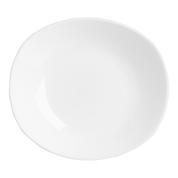 A white Steelite Performance Taste Zest platter with a curved edge and small rim.