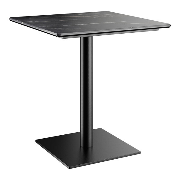 A black square Lancaster Table with a black square base.