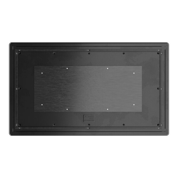 A black rectangular Lancaster Table & Seating table top with a metal surface.