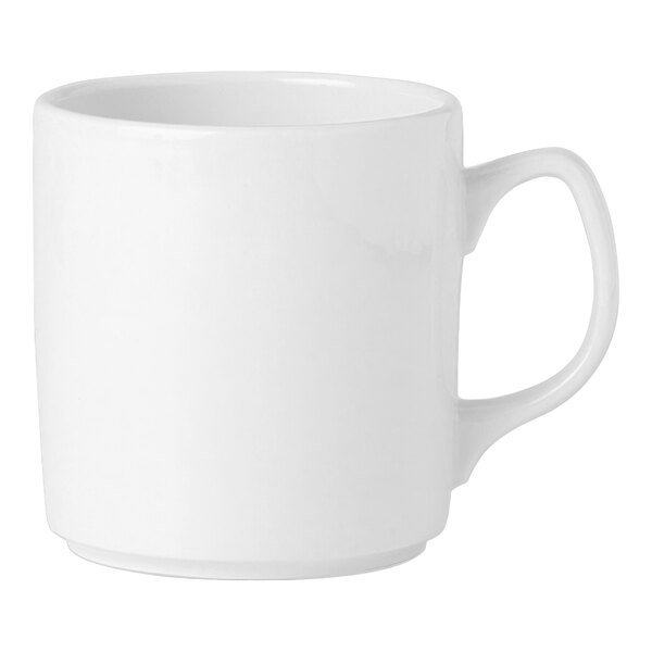 A Steelite Performance Simplicity white mug with a handle.