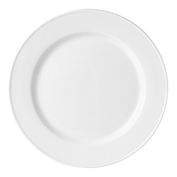 A Steelite Performance Simplicity white china plate with a plain round edge.