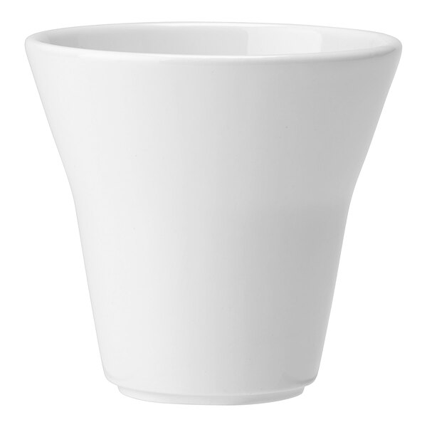 A Steelite Performance Liv white stack bowl with a curved rim on a white surface.