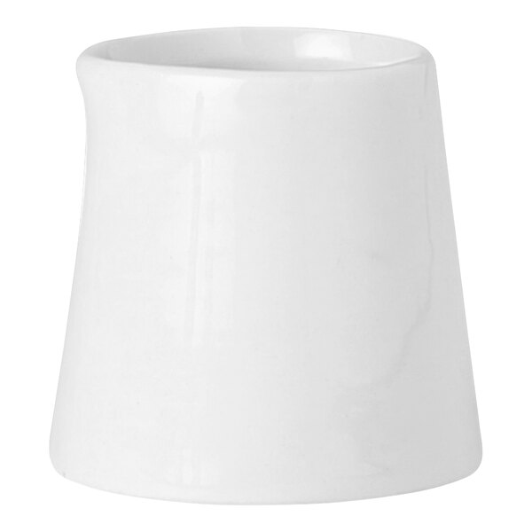 A white Steelite Performance Simplicity cream tot with a small handle.