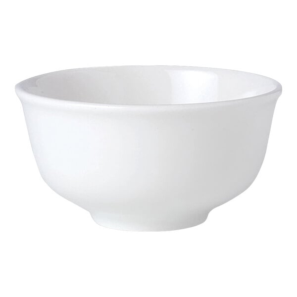 A Steelite Performance Simplicity white bouillon cup with a lid.