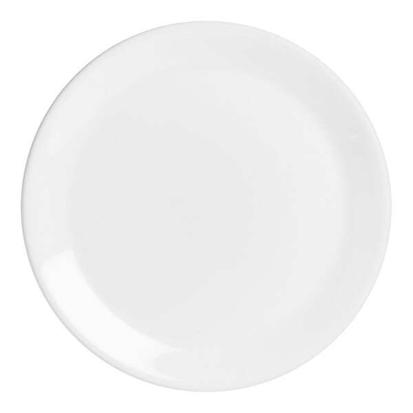 A Steelite Performance Taste white coupe plate with a plain edge.