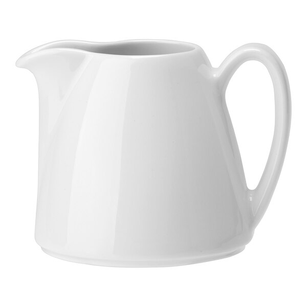 A white Steelite Performance Liv jug with a white handle.