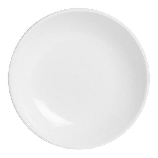 A Steelite Performance Taste white coupe bowl with a curved edge on a white background.