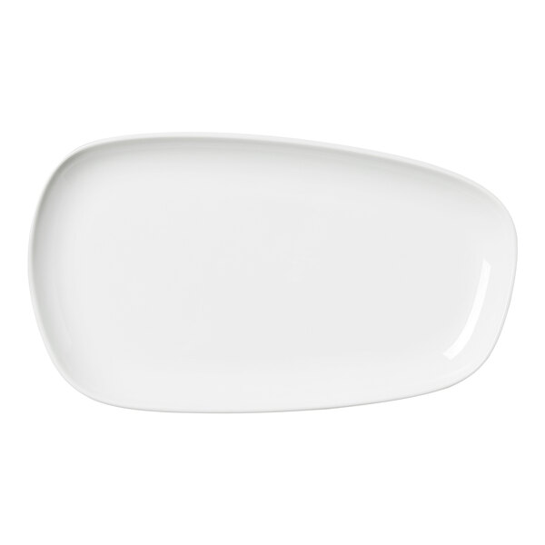 A white rectangular tray with a curved edge.