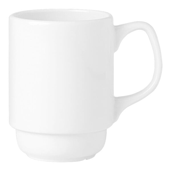 A close up of a white Steelite Performance Simplicity mug with a white handle.