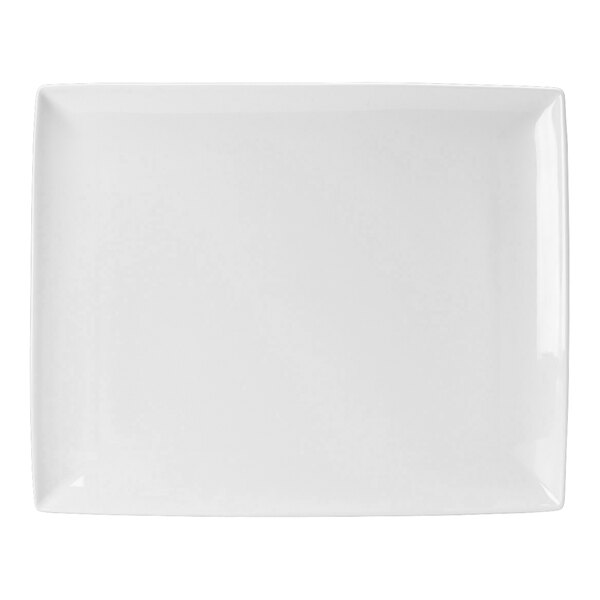 A white rectangular tray with a plain edge.