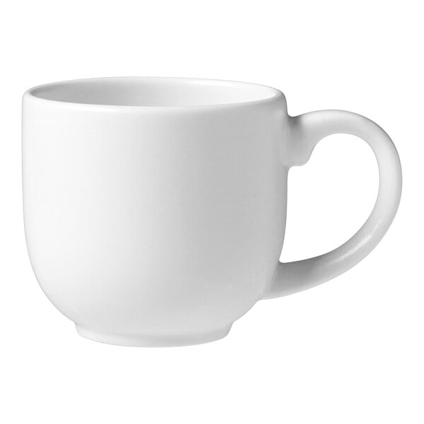 A Steelite Performance Taste white mug with a handle.