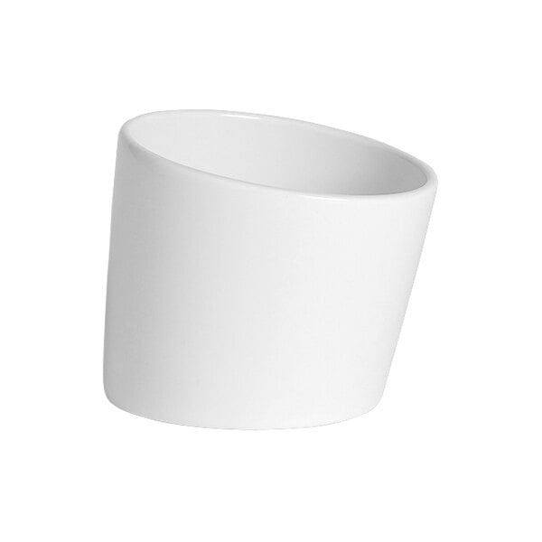 A Steelite Performance Taste white tilt pot on a white surface.