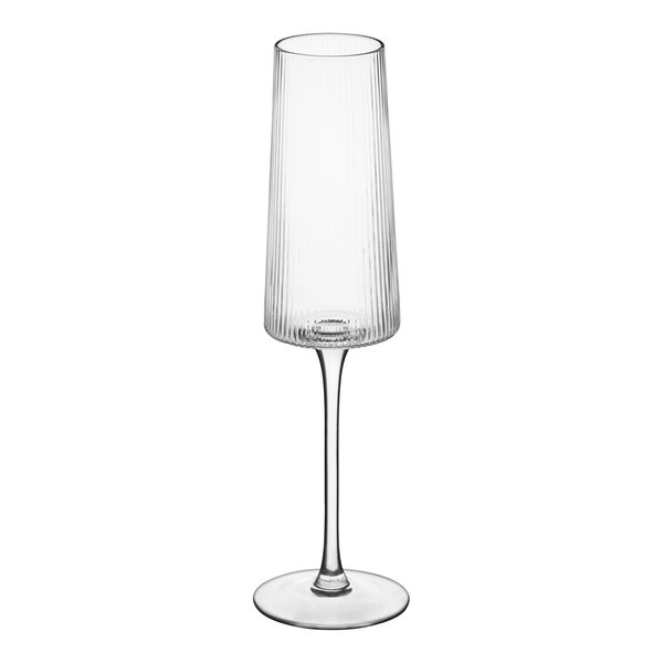 An Acopa Lore flute wine glass with a clear stem.