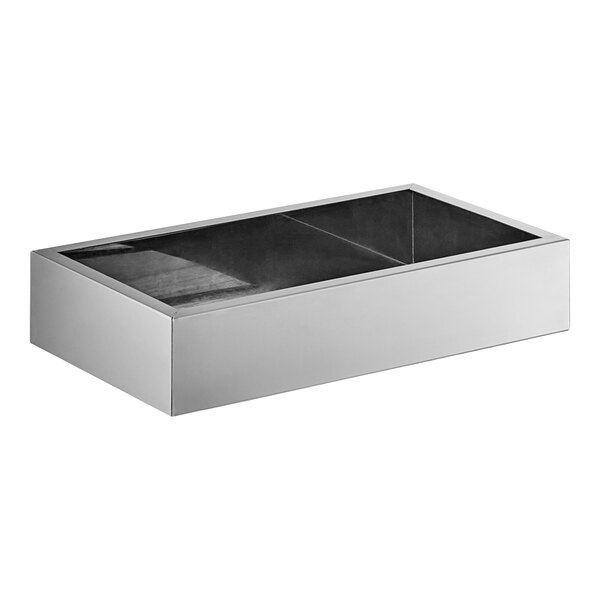 An Avantco large stainless steel shelf step with a glass top.