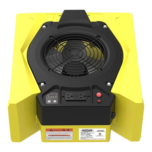 An AlorAir Zeus 900 yellow and black machine with a fan.