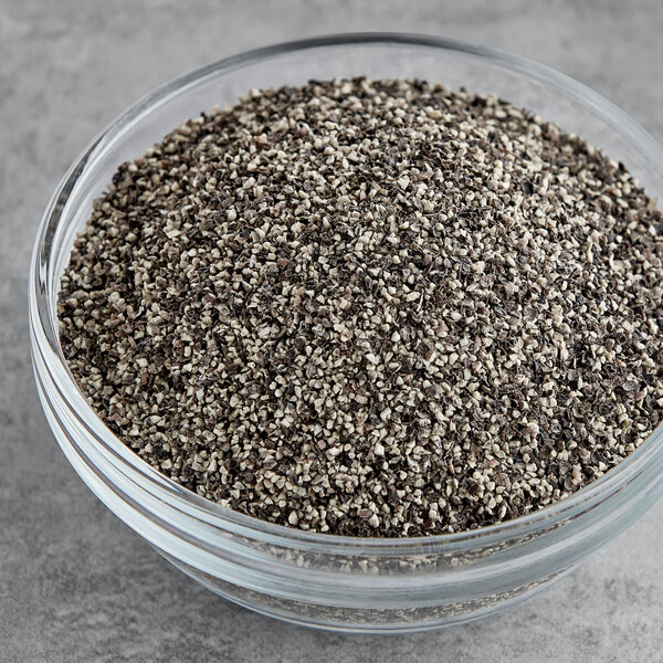 A bowl of Badia Table Grind black pepper.