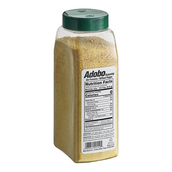 A Badia container of adobo seasoning without pepper.