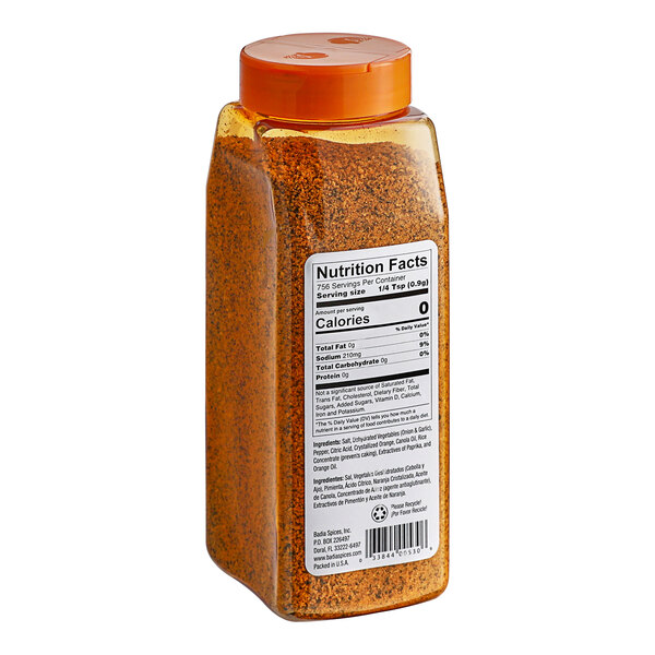 A case of 4 Badia Orange Pepper seasoning bottles with labels.