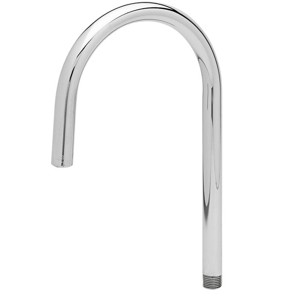 A silver metal T&S gooseneck faucet.