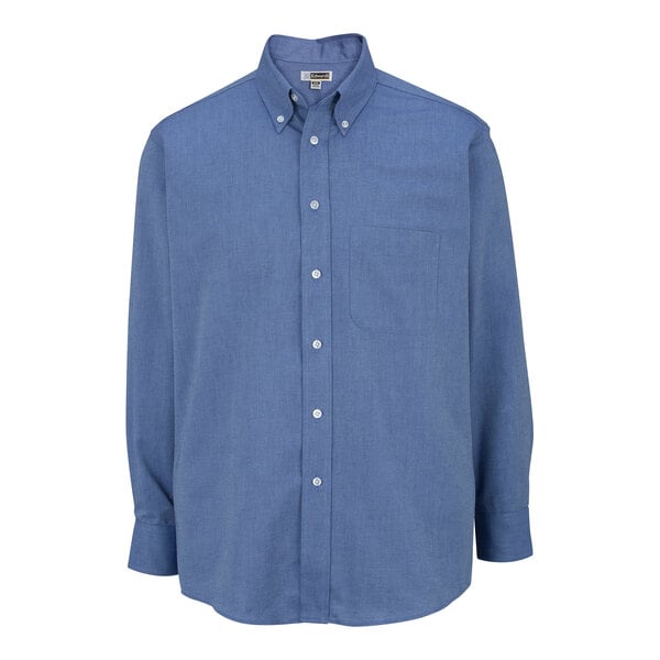 A Edwards French blue button up shirt with long sleeves.