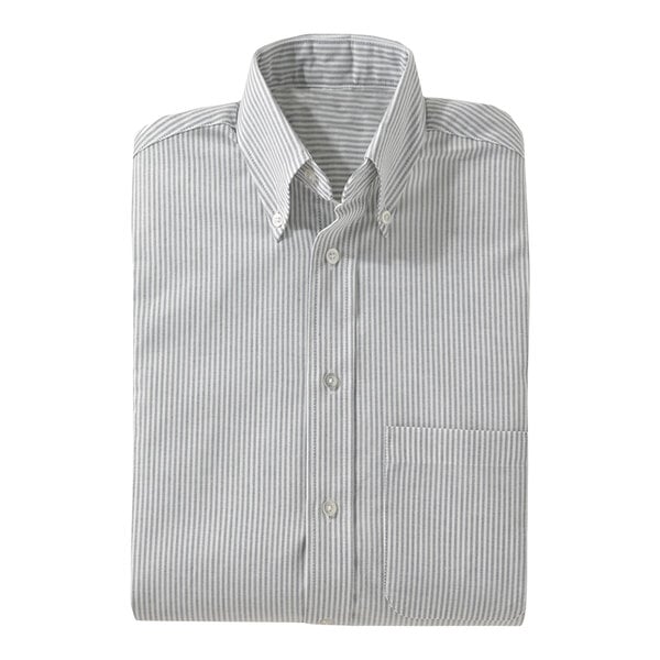 Edwards 1077 Men's Customizable Gray Stripe Long Sleeve Wrinkle-Resistant Easy-Care Oxford Dress Shirt with Soil Release - XL